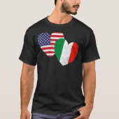 Twin Hearts Italy USA Flags Distance for Italiaans T-shirt (Voorkant)