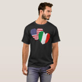 Twin Hearts Italy USA Flags Distance for Italiaans T-shirt (Voorkant volledig)