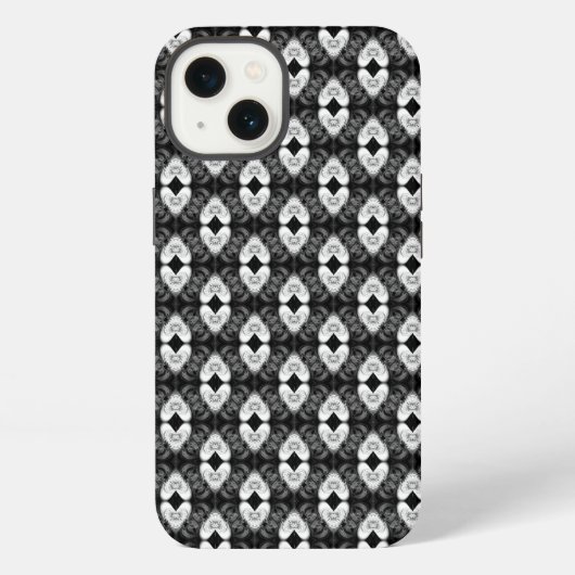 Twin Hearts op Black Pattern iPhone Hoesje (Achterkant)