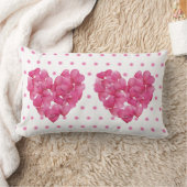 Twin Hearts, Roze blush roos bloemblad Lumbar Kuss Kussen (Deken)