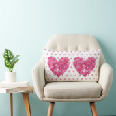 Twin Hearts, Roze blush roos bloemblad Lumbar Kuss Kussen (Stoel)