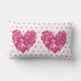 Twin Hearts, Roze blush roos bloemblad Lumbar Kuss Kussen