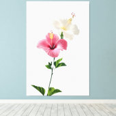 Twin Hibiscus Elegance Blush & Ivory Bloom Harmony Canvas Afdruk (Insitu (Houten vloer))