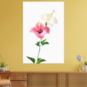 Twin Hibiscus Elegance Blush & Ivory Bloom Harmony Canvas Afdruk (Insitu (Woonkamer))