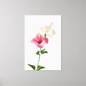 Twin Hibiscus Elegance Blush & Ivory Bloom Harmony Canvas Afdruk (Voorkant)