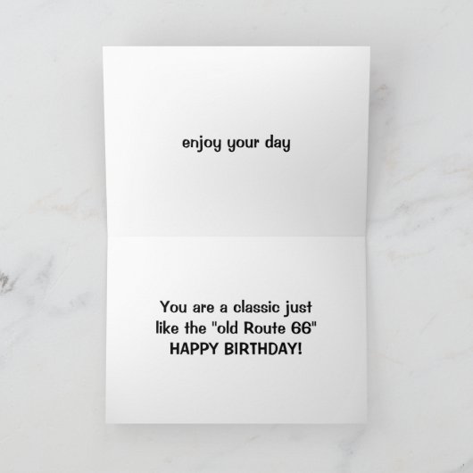 TWIN IS KLASSIEK, NET ALS RT. 66! FIJNE VERJAARDAG KAART (Binnen)