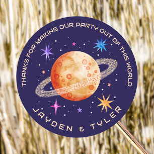 Twin Joint Planet en sterren in de ruimte Ronde Sticker