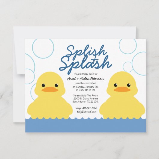 twin jongens ELKE LEEFTIJD rubber DUCKY VERJAARDAG Kaart (Voorkant)