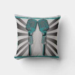  Twin Karaoke-microfoons Pillow Aqua Kussen