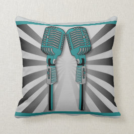 Twin Karaoke-microfoons Pillow Aqua Kussen