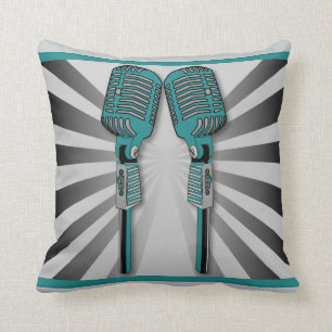 Twin Karaoke-microfoons Pillow Aqua Kussen