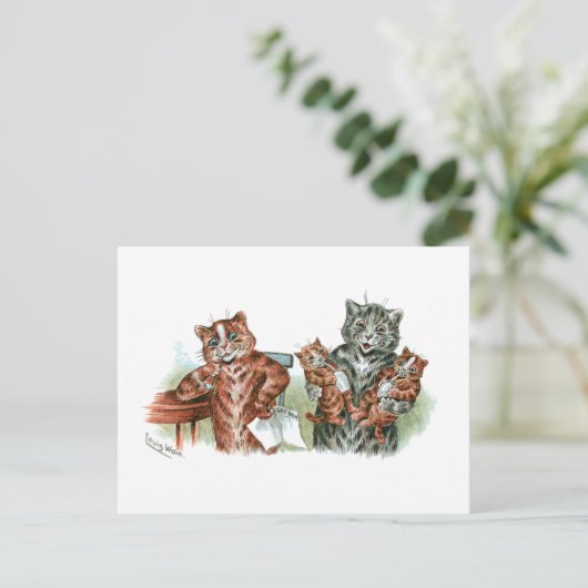 Twin Kittens Cartoon Briefkaart (Staand voorkant)