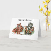 Twin Kittens Cartoon Kaart (Gele Bloem)