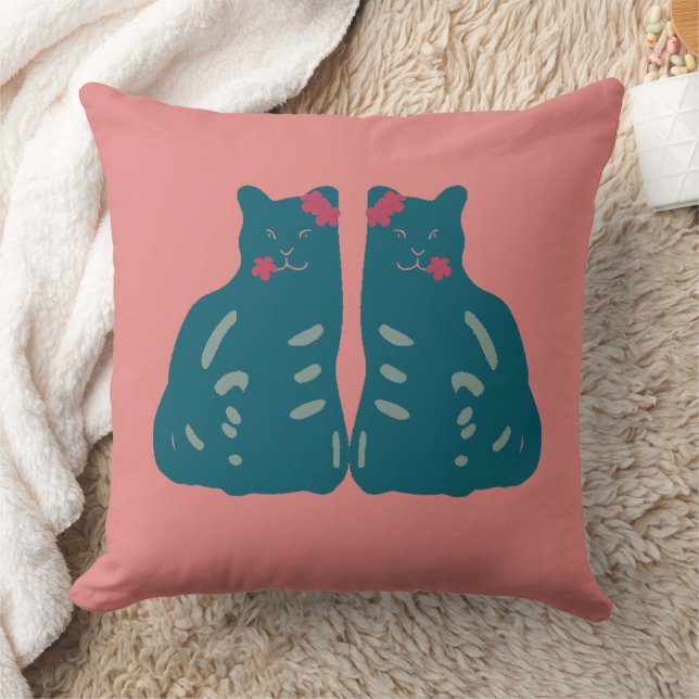 Twin Kittens Throw Pillow Kussen (Deken)