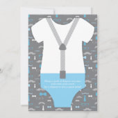 Twin Kleine Mannen Baby shower Invitation, Baby Bl Kaart (Achterkant)