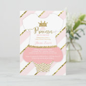 Twin kleine prinsessen douche uitnodigen, faux gli kaart (Staand voorkant)