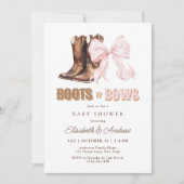 TWIN Laarzen & Strik Baby Shower Uitnodiging (Voorkant)