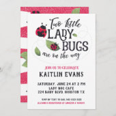 Twin Ladybug Baby shower Uitnodiging (Voorkant / Achterkant)