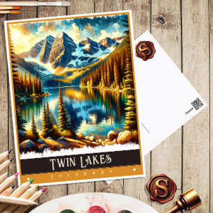 Twin Lakes, Colorado Schilderij in vintage stijl Briefkaart