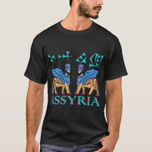 Twin Lamassu, met Assyrische Cuneiform Text Pullov T-shirt