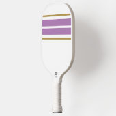 Twin Lavendel Top Edge Racing Stripes op wit Pickleball Paddle (Links)