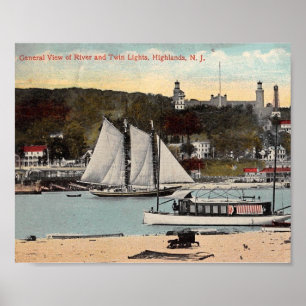 Twin Lights, Highlands, NJ  Briefkaart Magnet Poster