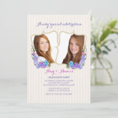 Twin Lijst Photo Afstuderen Invitation Kaart (Staand voorkant)
