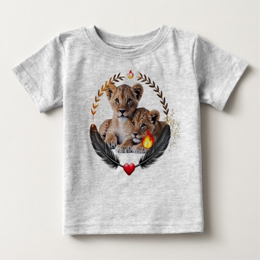 Twin Lion Cubs Baby Fine Jersey T-Shirt  (Voorkant)