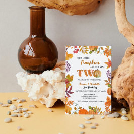 Twin Litlle Pumpkin worden twee 2e verjaardag Kaart