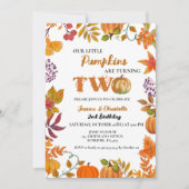 Twin Litlle Pumpkin worden twee 2e verjaardag Kaart (Voorkant)