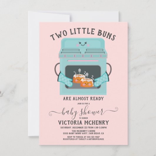 Twin Little Bun in het Oven baby shower Kaart (Voorkant)