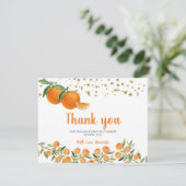 Twin Little Cuties Oranje Dank je kaart (Staand voorkant)