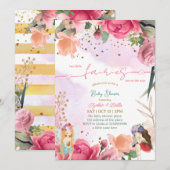 Twin Little Fairy Baby Meisje Douche Kaart (Voorkant / Achterkant)