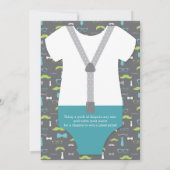 Twin Little Man Baby shower Invitation, Blauwgroen Kaart (Achterkant)