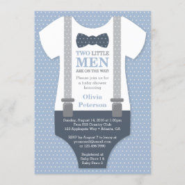 Twin Little Mannen Baby shower Invitation, Blauw G Kaart
