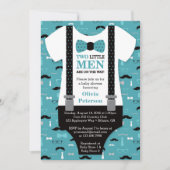 Twin Little Mannen Baby shower Uitnodiging, Blauwg Kaart (Voorkant)