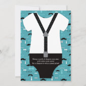 Twin Little Mannen Baby shower Uitnodiging, Blauwg Kaart (Achterkant)