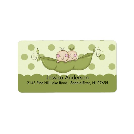 Twin Little Peas Baby shower adres Label (Voorkant)