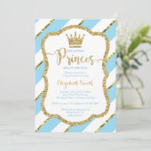 Twin Little Princes Douche Uitnodigen, Faux Glitte Kaart (Staand voorkant)