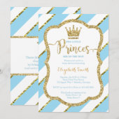 Twin Little Princes Douche Uitnodigen, Faux Glitte Kaart (Voorkant / Achterkant)