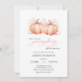 TWIN Little Pumpkins Pink Bow Baby Shower Kaart (Voorkant)