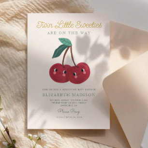 Twin Little Sweeties Cherry Berry Baby shower Kaart