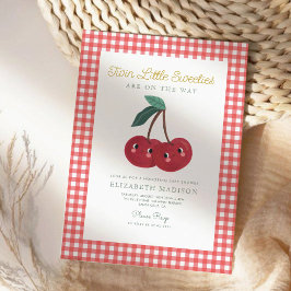 Twin Little Sweeties Cherry Berry Baby shower Kaart