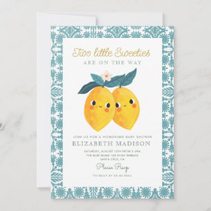 Twin Little Sweeties Citrus Baby shower Kaart