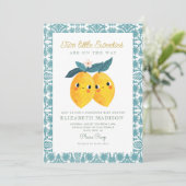 Twin Little Sweeties Citrus Baby shower Kaart (Staand voorkant)