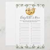 Twin Luiaards Baby Shower ABC's Race Game (Voorkant / Achterkant)