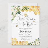 Twin Mama Bee Baby Shower Uitnodiging (Voorkant)