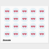 Twin Mama met Blue Waterverf Baby Hearts Ronde Sticker (Vel)