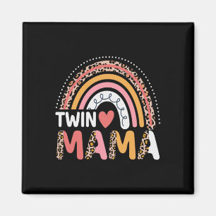 Twin Mama Moederdag Funny Leopard Regenboog Nieuw Magneet