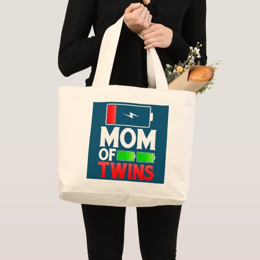 Twin Mama Moederdag Funny New Mama van Twins mama Grote Tote Bag (Voorkant (product))